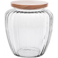 Pote Mantimentos 1,9 Litros 17cm de Altura em Vidro Com Tampa De Pinus